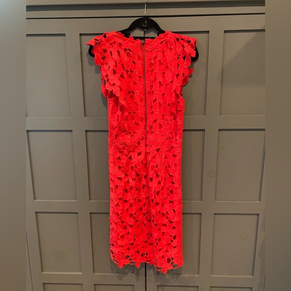 Elie Tahari Morgan Red Macrame Lace Overlay Dress - Picture 3 of 14